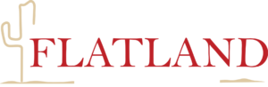 Flatland Energy Services LLC Logo. It features a silhouette of a Saguaro cactus in gold, with the word FLATLAND in deep red serif font. the words ENERGY SERVICES are underneath it in a white font that's slightly smaller than the word FLATLAND.